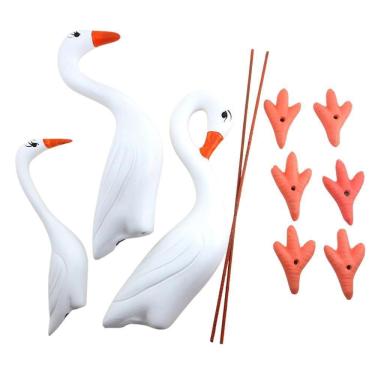 Imagem de Trio De Garças Brancas Em Cerâmica  Enfeite Casa E Jardim
