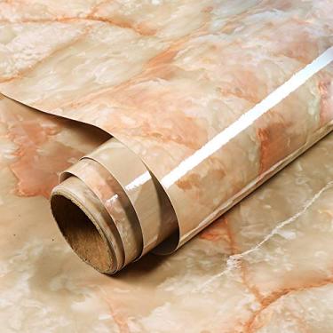 Imagem de Q QIHANG Papel de parede espesso à prova d'água autoadesivo papel de parede película removível de granito papel de parede de cozinha para bancadas, papel de parede, papel de parede renovado mármore (60 x 200 cm, cor-6)