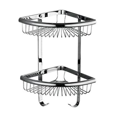 Imagem de Prateleira de toalha de banheiro quadrada cromada, suporte de papel, gancho de pano, conjunto de acessórios de banheiro, prateleira de canto de 2 camadas