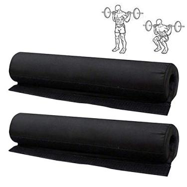 Imagem de AKT Almofada de agachamento Barbell 2 peças - Almofada protetora para pescoço e ombro, ótima para agachamentos, quadris, levantamento de peso, preto 40 x 9 cm