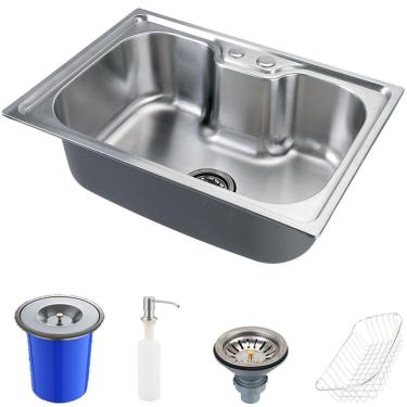 Imagem de Cuba Para Cozinha Gourmet Pia Aço Inox Com Acessórios E Lixeira Nawa 50 cm Pingoo.casa