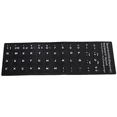 Imagem de Adesivo de teclado espanhol, adesivo de teclado espanhol à prova d'água fundo preto para computador desktop notebook de 10" a 17"