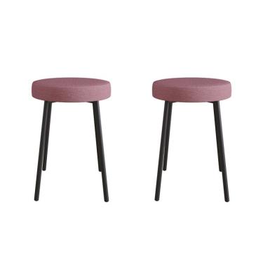 Imagem de Conjunto com 2 Bancos | Banquetas Bock Linho Rosa e Preto