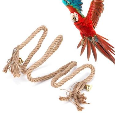 Imagem de Poleiro de corda de pássaro, cinto de algodão papagaio corda de escalada animais de estimação brinquedo pendurado para papagaios, periquitos, calopsitas, conures, arararas, pássaros do amor, tentilhões