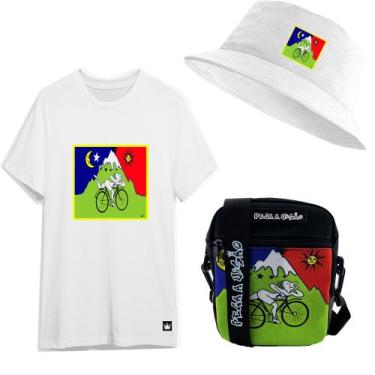 Imagem de Camiseta Masculina + Chapeu + Bag Pega Visão Doce Baki - Mp Moda Mascu