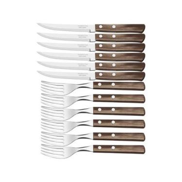 Imagem de Jogo De Talheres Para Churrasco Tramontina Polywood Inox 12 Peças