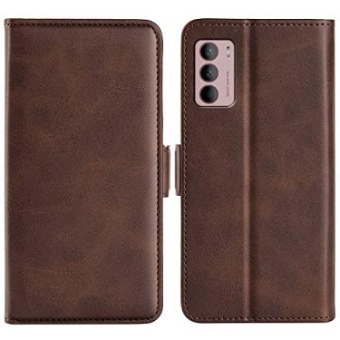 Imagem de YUNCHAO Caixa de telefone Para Motorola Moto G42, capa de couro de fivela magnética dupla capa para celular