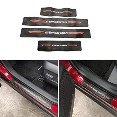 Imagem de GZBFTDH Guarnição protetora de arranhões para peitoril da porta, para acessórios Mitsubishi Space Star peças de carro, placa de proteção de entrada de porta de couro