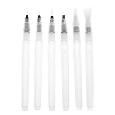 Imagem de Micro Traders Conjunto de 6 peças de canetas de tinta criativas para pincel de água para pilotos, recarregáveis, diversas pontas, pincéis de aquarela, caligrafia colorida, iniciante, pintura, ferramenta de desenho