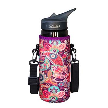 Imagem de Porta-garrafas de água de neoprene Koverz, suporte de garrafa de água | 4 tamanhos | Grande 61 – 30 oz 750 mL | GG 81 – 102 ml 1200 mL | 1,8 litros | 128oz 1 galão | Escolha o seu estilo!, Paisley w/Strap, Large 24-30oz