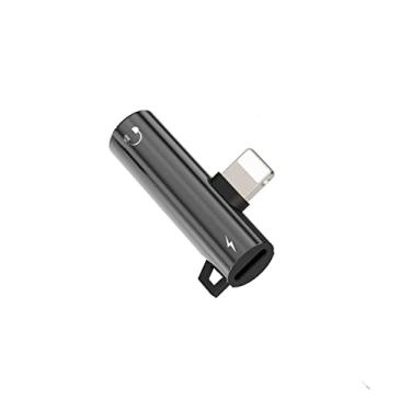 Imagem de Adaptador de iluminação para conector de fone de ouvido de 3,5 mm, áudio auxiliar 2 em 1 dongle com porta de carregamento para conversor de cabo 13/12/11/XS/XR/X 8/7/11 Pro Max, suporte de controle de fio (preto)