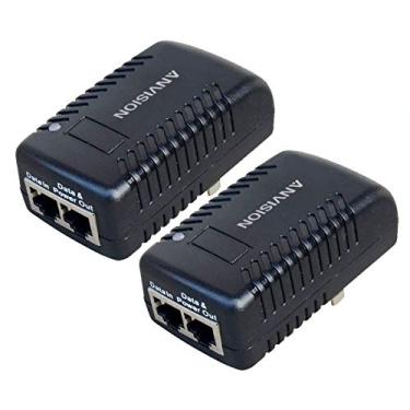 Imagem de Adaptador Ethernet com injeção de fonte de alimentação PoE passiva de 48V 0,5A ANVISION com plugue de parede compatível com IEEE 802.3af 10/100Mbps para telefones IP Voip, câmeras, AP e mais