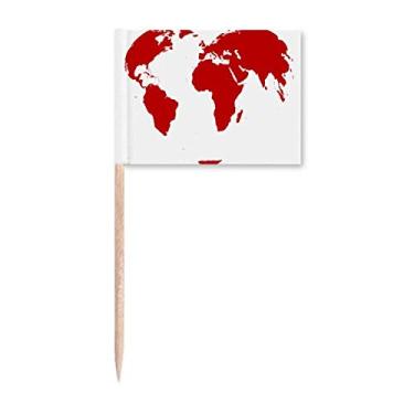 Imagem de Coração Vermelho Mapa Mundial Dia dos Namorados Bandeiras Marcador Topper Decoração de Festa