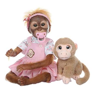 Imagem de SUSHUN Bonecas bebê reborn de 52 cm adorável macaco boneca de silicone macio algodão body brinquedos rosa