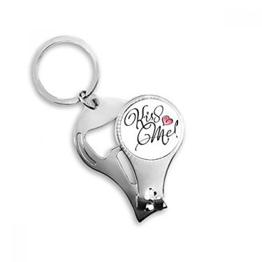Imagem de Kiss Me Heart Quote Handwrite Nail Nipper Ring Chaveiro Abridor de Garrafas Cortador