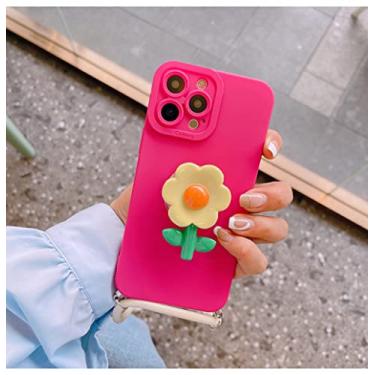Imagem de Bonito cordão de colar crossbody colhedores 3d flor anel titular suporte estojo macio para iphone 13 12 pro max 11 x xr xs 7 8 plus capa, a, para iphone 12