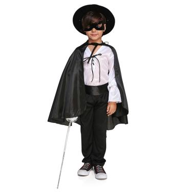 Imagem de Fantasia infantil Capa zorro vampiro bruxo ou bruxa preta