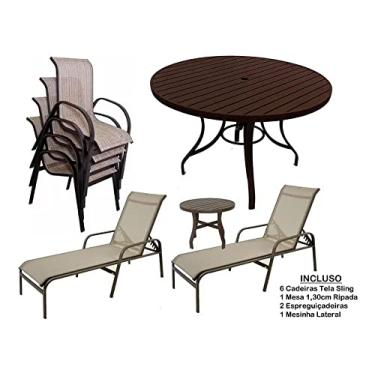 Imagem de Kit De Piscina Espreguiçadeiras, 6 Cadeiras E Mesas Aluminio