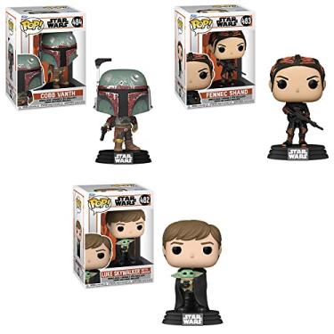 Imagem de Funko Pop! Star Wars: Mandalorian Set of 3 - Cobb Vanth in Boba Fett Suit, Fennec Shand and Luke Skywalker w/Child