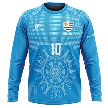 Imagem de Camiseta Manga Longa Filtro UV Uruguai Sol Dourado Copa Torcedor