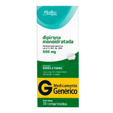 Imagem de Dipirona Sodica 500mg 30 comprimidos Genérico Medley MEDLEY
