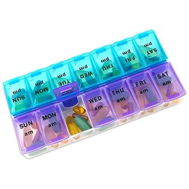 Imagem de Organizador de comprimidos semanal da MEDca, duas vezes por dia, 1 organizador de comprimidos extra grande