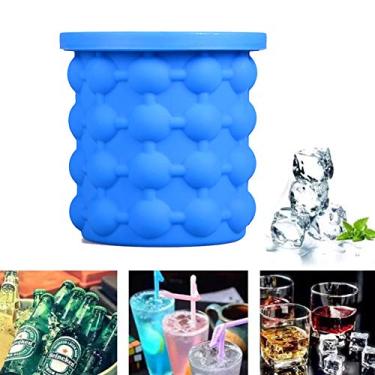 Imagem de Balde de silicone para gelo com tampa, máquina de gelo, refrigerador portátil para bebidas ótimo para ambientes internos, ao ar livre, geladeira, festa de coquetel e piqueniques ao ar livre na praia