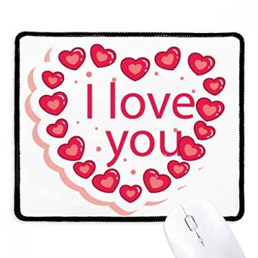 Imagem de Mousepad dia dos namorados rosa coração I Love You mouse pad borda costurada tapete de borracha para jogos