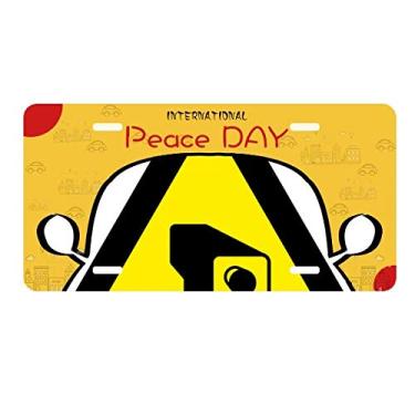 Imagem de DIYthinker Símbolo de aviso amarelo preto câmera triângulo placa placa de carro decoração dia da paz
