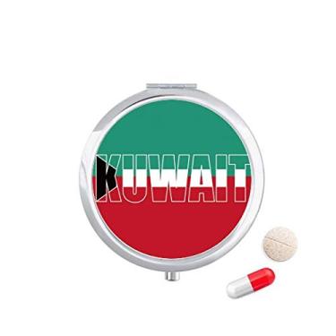 Imagem de Caixa de comprimidos com nome da bandeira do país do Kuwait para armazenamento de remédios