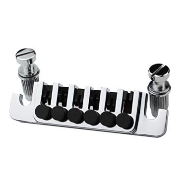 Imagem de Guyker Guitarra TP-6 Bridge Stop Bar - Vintage 70's Bridges Tailpiece com parafusos e inserções de substituição compatível com LP Les Paul SG ES 6 cordas guitarra elétrica (cromada)