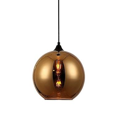 Imagem de Pendente Em Vidro Na Cor Dourado, Com Metal No Acabamento Preto, Com Soquete 1xe27, Potência Máxima De 40w, Com Cabo Preto, E Medindo 35cm New Line 110v