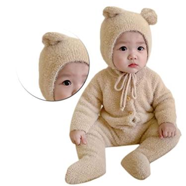 Imagem de Macacão com capuz para bebê, macacão de bebê com cobertura total, movimento livre, quente para outono ao ar livre (73 cm)