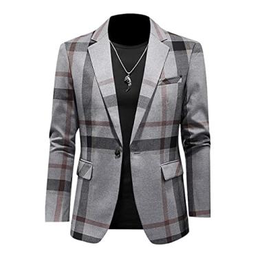 Imagem de Jaqueta Blazer Masculina, Ternos de Negócios Slim Fit Jaqueta de Casamento de Trespassado para Jantar, Formatura, Festa, Cinza, P (46)