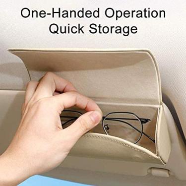 Imagem de Óculos de Sol de Carro, Suporte de óculos para Viseira de Sol de Carro Couro PU Óculos de Sol de Carro Estojo de óculos Organizador de Caixa de Armazenamento para Carro SUV (marrom)