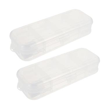 Imagem de VILLCASE 4 Pçs Caixa De Papelaria De Camada Dupla Bolsa De Lápis Transparente Caixa De Organizador De Plástico Transparente Estojo De Maquiagem Organizador Estojo Modular Caixa De