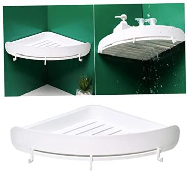 Imagem de STOBAZA Prateleiras De Montagem Parede Prateleiras De Plástico Banheiro Tripé Lavatório Prateleira Rack De Armazenamento Para Banheiro Organizador De Parede Branco Prateleira De