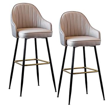 Imagem de Cadeiras de jantar cadeiras de sala de jantar banqueta de bar design retrô estofados couro PU cadeira de bar cadeira de balcão cadeira de altura com encosto cafeteria cozinha sala de jantar almofada cadeira de bar conjunto de 2 Tudo está bem