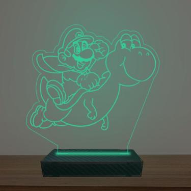 Imagem de Luminária Led 3d Mario Bros e Yoshi Abajur Luxo