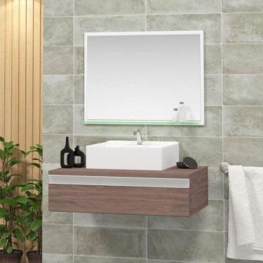 Imagem de Conjunto para Banheiro Gabinete com Cuba e Espelheira 60cm Safira Rústico