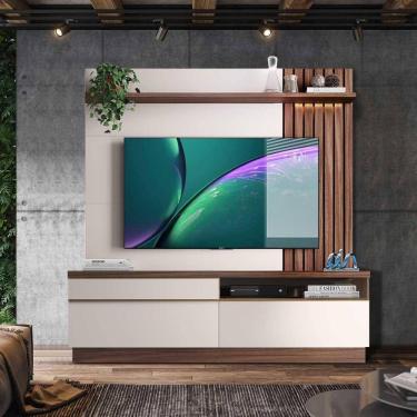 Imagem de Painel Home Com LED Para TV Até 70 Polegadas Nogueira Real Off White Picasso Shop JM