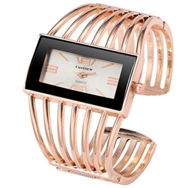 Imagem de Relógio feminino com mostrador de moda de luxo pulseira de liga de quartzo relógio feminino de fácil leitura, D, One Size