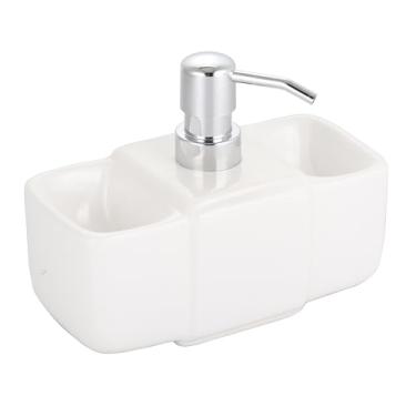 Imagem de Dispenser Clean Up para Detergente, Esponja e Sabao em Cerâmica L17,5Xp8,5Xa14cm Branca