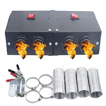 Imagem de Aquecedor alimentado por bateria de carro, aquecedores elétricos portáteis de acampamento de 12 volts para UTV e kit de assento de cabine de caminhão, aquecedor de painel de veículos automotivos, desembaçador de janela de para-brisa, 12V 500W 4 furos