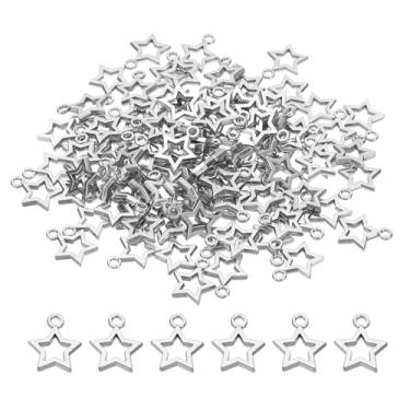Imagem de PATIKIL Pingente de estrela 0,59 x 0,47 pingente, 100 peças de metal mini pingente em forma de estrela para mulher, colar, brinco, pulseira, fabricação de joias e artesanato DIY, prata antiga, falso