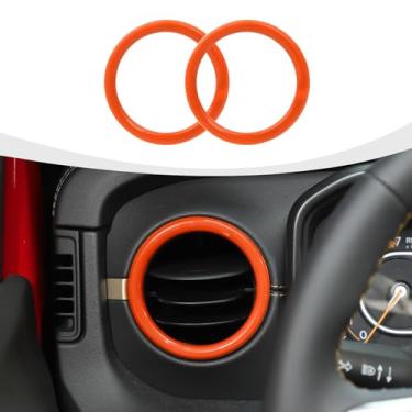 Imagem de RAZPOY JL Dash Air Vent Trim, capa de anel de saída de ar condicionado de painel compatível com acessórios internos Jeep Wrangler JL JLU e Gladiator JT 2024, laranja ABS