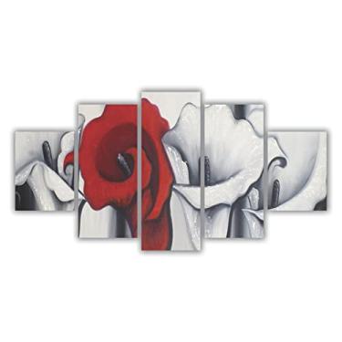 Imagem de Quadros Decorativos Mosaico MDF Floral Flores Copo de Leite Artístico 115x60cm