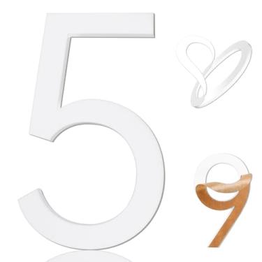 Imagem de Números adesivos de 12 cm, números brancos de casa para porta de apartamento, casa de fazenda, caixa de correio, escritório, hotel, exterior, números de endereço residencial, casa fosca acrílica