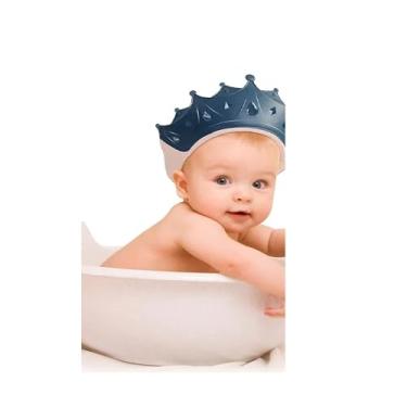 Imagem de Genérico Chapéu de Banho para Bebê Coroa Viseira Protetor Para Olhos Azul BPA Livre 20 cm x 30 cm x 30 cm Unidade Bebê