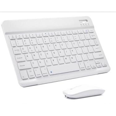 Imagem de Teclado e Mouse Sem Fio Mini Portátil Branco, 10 Polegadas, Jogo de Teclado e Mouse para PC, Notebook e Laptop